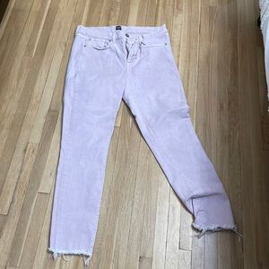 Gap jeans, distressed at the ankle, 27R, true skinny, lavender